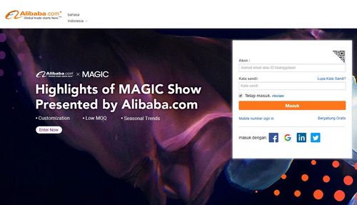 Daftar dan login di Website Alibaba