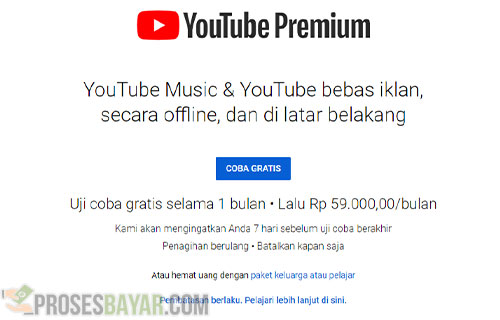Langkah Cara Berlangganan Youtube Premium
