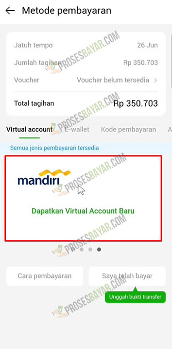 Pilih Virtual Account Mandiri